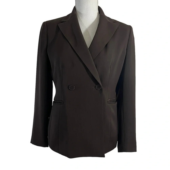 Anne Klein Chocolate Brown Suit Jacket 2 Petites Blazer Professional Career Work - Picture 1 of 5